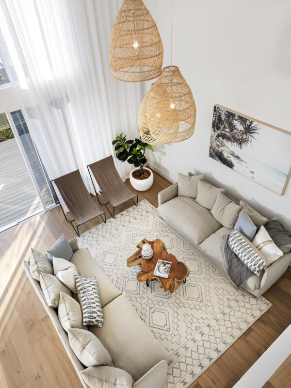 Graces Landing: Past display home - Living room from upstairs