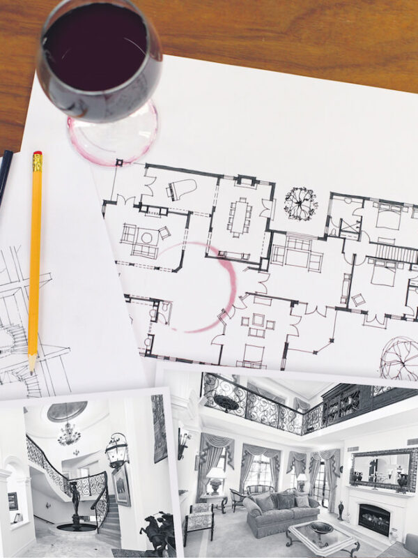 Floorplan with a wine glass