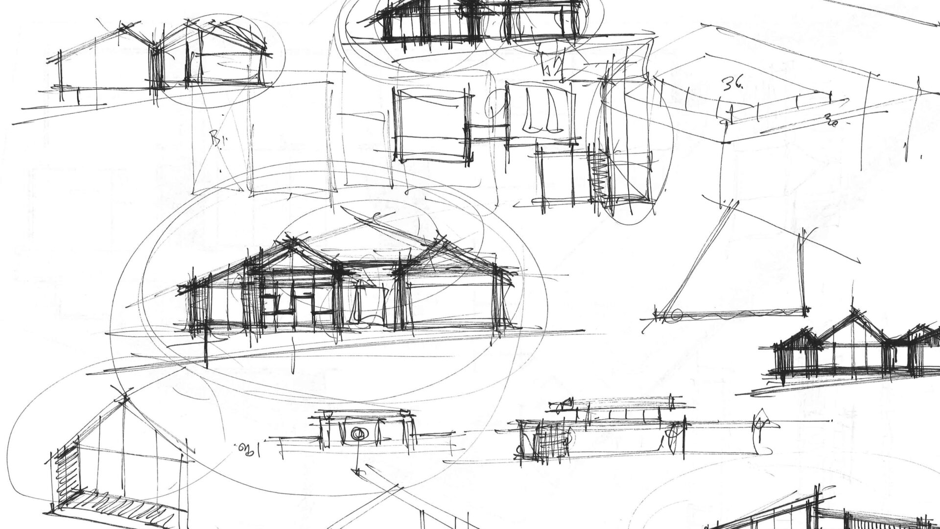 Rough sketches of custom home builds