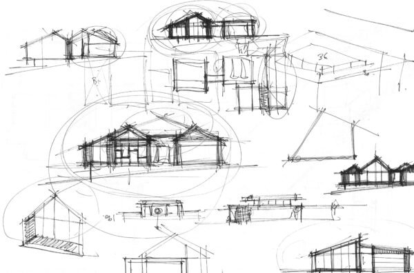 Rough sketches of custom home builds