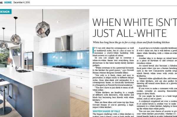 Newspaper article on white interiors