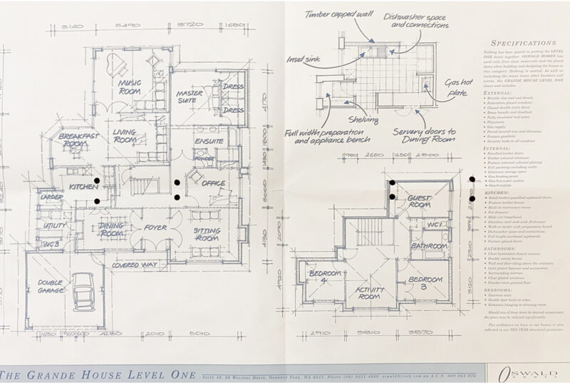 Archive floor plan drawing for The Grande House, level one
