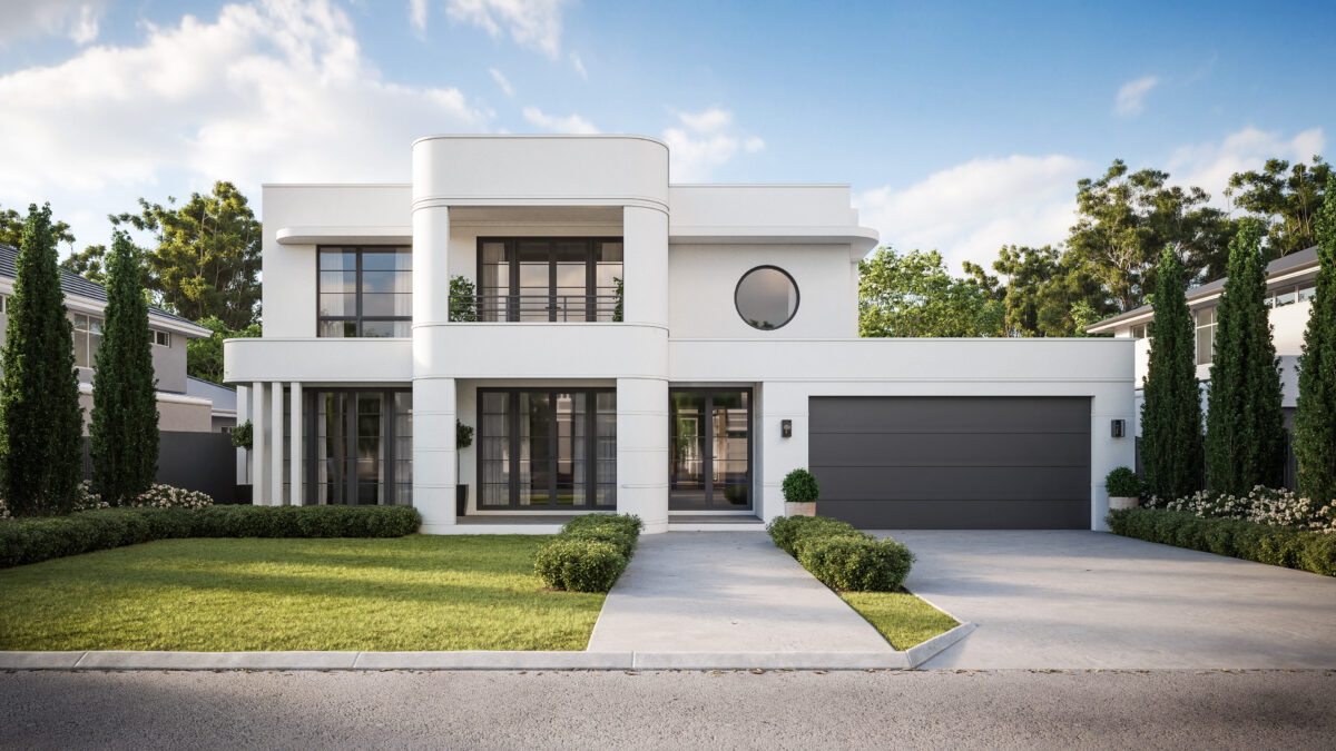Art Deco Home Design render Raffles front elevation