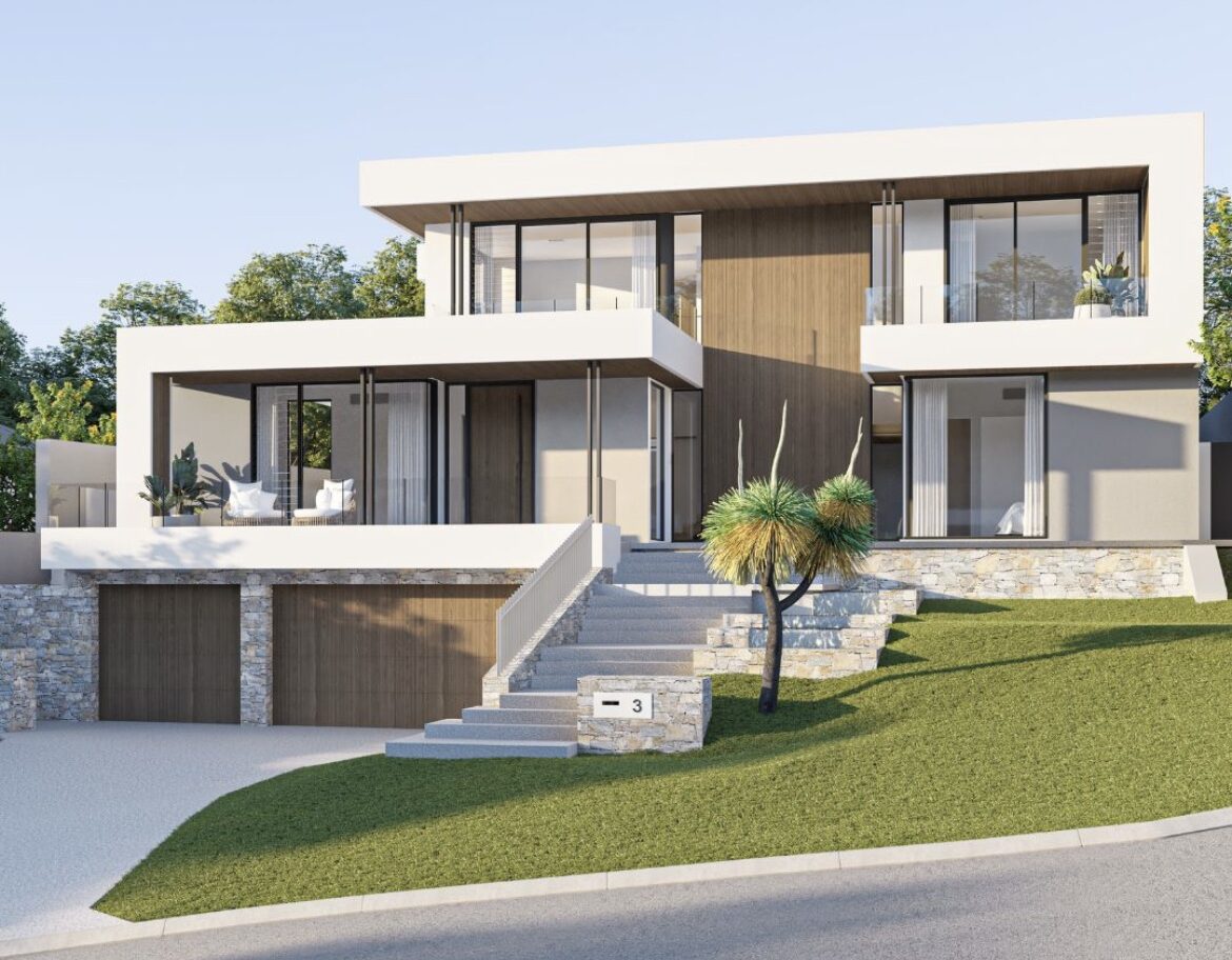 multi level modern home on a sloped block